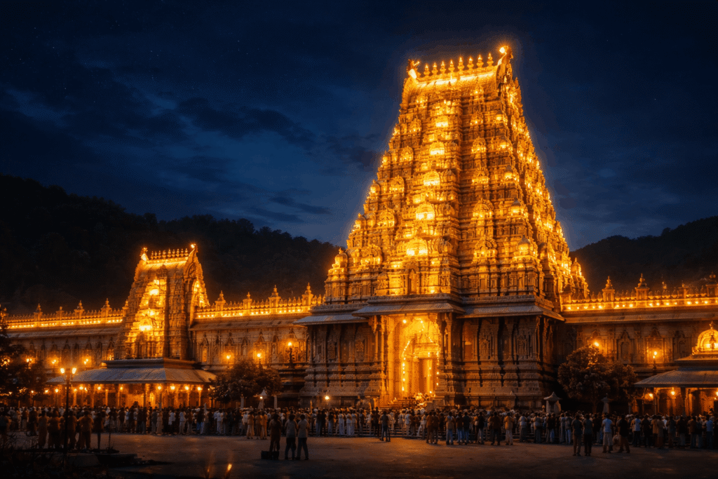 tirumala temple illuminated at night(1)